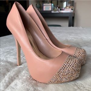 Bakers Shoes Blush w Silver & Gold Studs